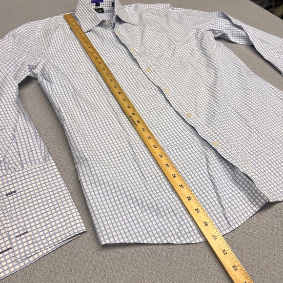 Paul Smith Shirt Mens 16/41 White Blue Check Geometric Button Down Formal Preppy - Picture 7 of 8